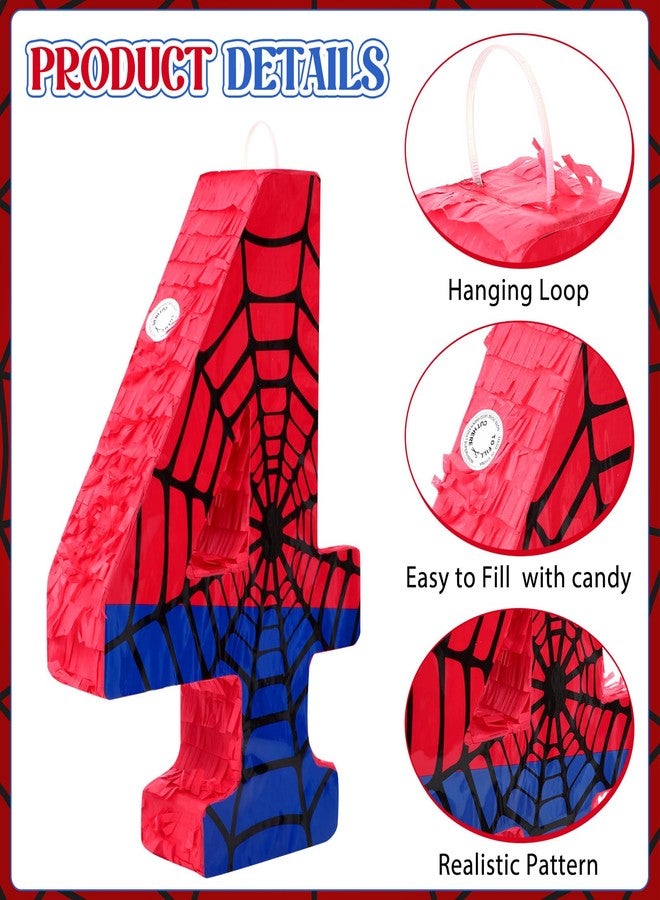 مجموعة بينياتا شبكة العنكبوت رقم 4 من سيمجوينج مع عصابة للعينين، بينياتا صغيرة لتزيين حفلات أعياد الميلاد، مناسبة للاحتفالات المكسيكية، سينكو دي مايو، والذكرى السنوية، هدية، 15.75 × 11 × 2.8 بوصة (أحمر أزرق) - Image 3